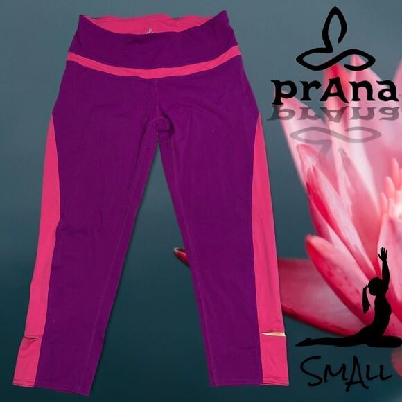 PrAna Yoga Pants WOMAN'S Small Capri Pink Calf Slits Leggings - Picture 2 of 9